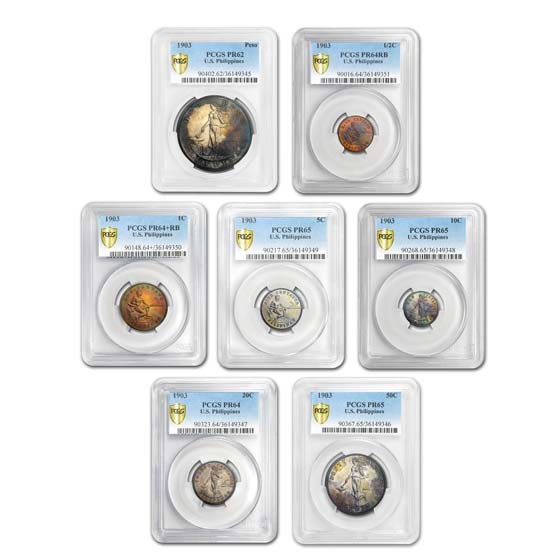 1903 Philippines 7-piece Proof Set PR-62-65 PCGS 1903 Philippines 7-piece Proof Set PR-62-65 PCGS