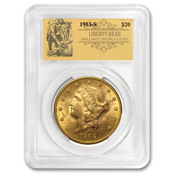1903-S $20 Liberty Gold Double Eagle BU PCGS (Prospector Label) 1903-S $20 Liberty Gold Double Eagle BU PCGS (Prospector Label)