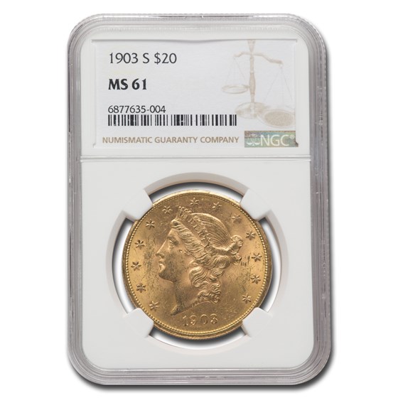 1903-S $20 Liberty Gold Double Eagle MS-61 NGC 1903-S $20 Liberty Gold Double Eagle MS-61 NGC
