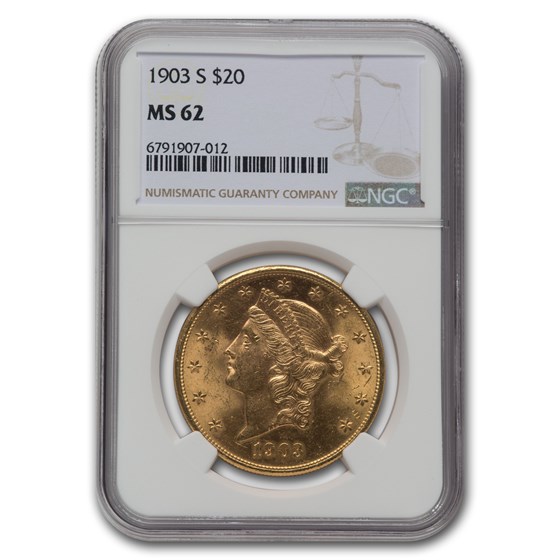 1903-S $20 Liberty Gold Double Eagle MS-62 NGC 1903-S $20 Liberty Gold Double Eagle MS-62 NGC