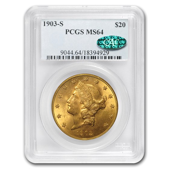1903-S $20 Liberty Gold Double Eagle MS-64 PCGS (CAC) 1903-S $20 Liberty Gold Double Eagle MS-64 PCGS (CAC)
