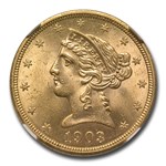 1903-S $5 Liberty Gold Half Eagle MS-64 NGC