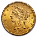 1903-S $5 Liberty Gold Half Eagle MS-64 PCGS