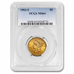 1903-S $5 Liberty Gold Half Eagle MS-64 PCGS