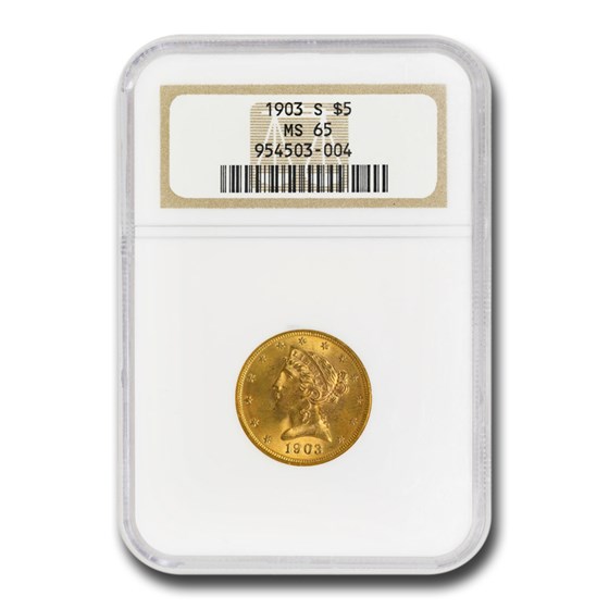 1903-S $5 Liberty Gold Half Eagle MS-65 NGC 1903-S $5 Liberty Gold Half Eagle MS-65 NGC