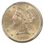 1903-S $5 Liberty Gold Half Eagle MS-65 PCGS