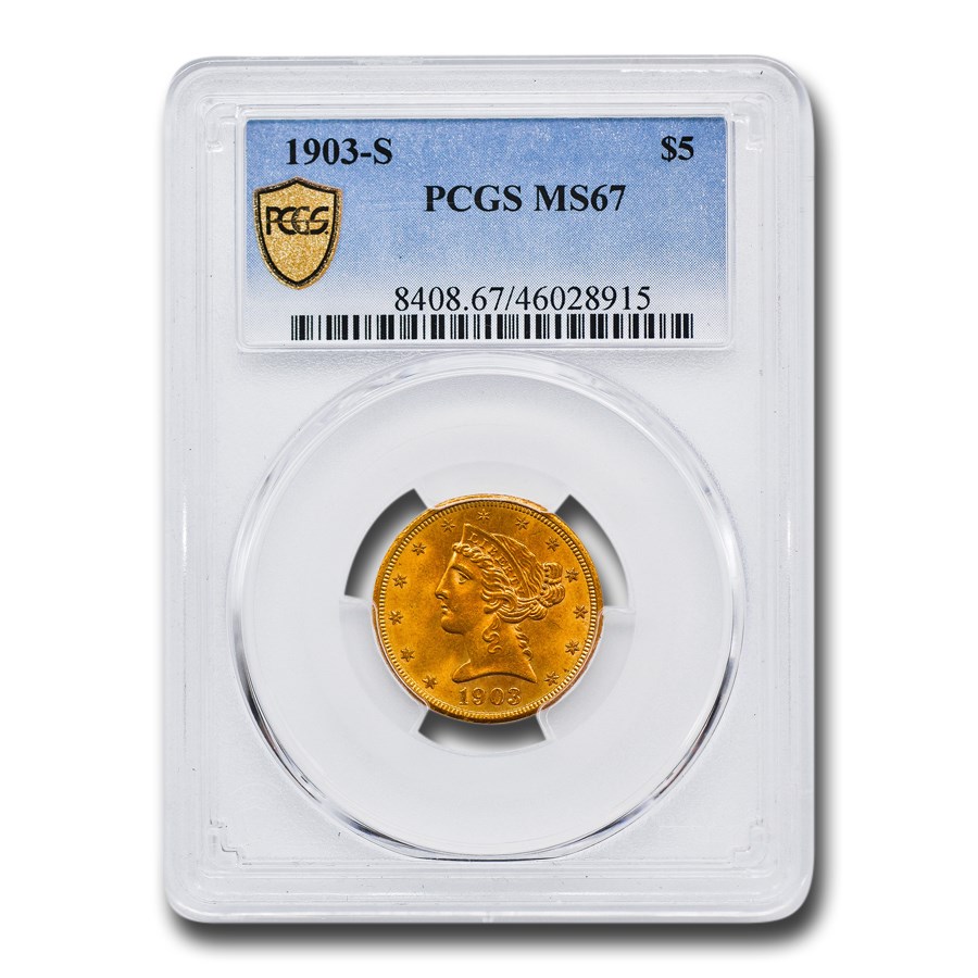 1903-S $5 Liberty Gold Half Eagle MS-67 PCGS