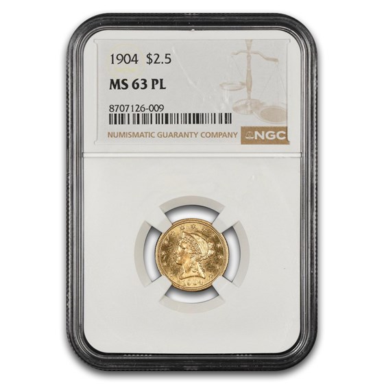 1904 $2.50 Liberty Gold Quarter Eagle MS-63 NGC (PL)