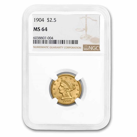 1904 $2.50 Liberty Gold Quarter Eagle MS-64 NGC 1904 $2.50 Liberty Gold Quarter Eagle MS-64 NGC