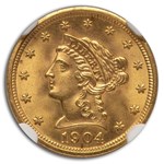 1904 $2.50 Liberty Gold Quarter Eagle MS-66 NGC