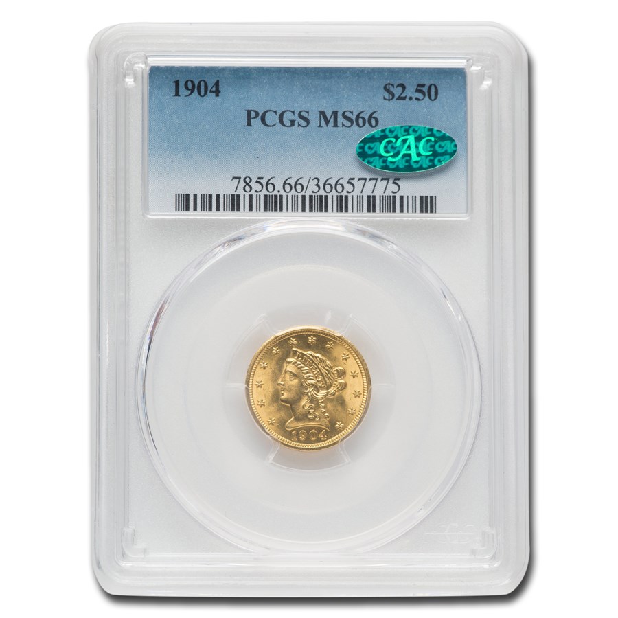 1904 $2.50 Liberty Gold Quarter Eagle MS-66 PCGS CAC