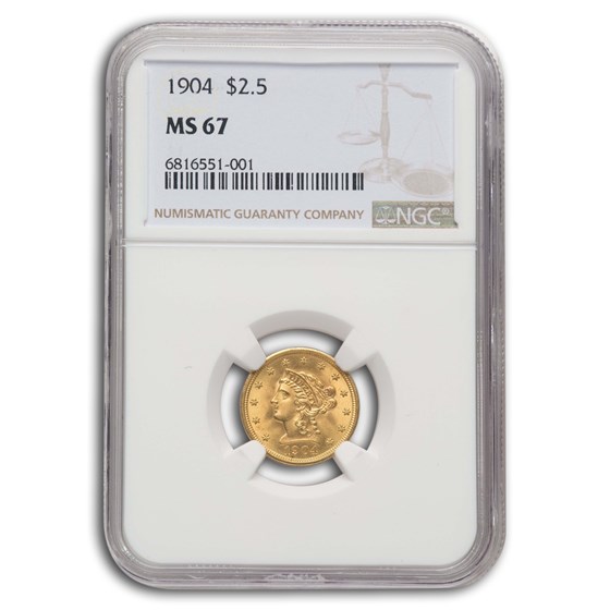 1904 $2.50 Liberty Gold Quarter Eagle MS-67 NGC 1904 $2.50 Liberty Gold Quarter Eagle MS-67 NGC