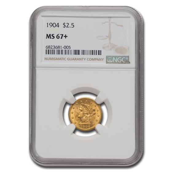 1904 $2.50 Liberty Gold Quarter Eagle MS-67+ NGC 1904 $2.50 Liberty Gold Quarter Eagle MS-67+ NGC