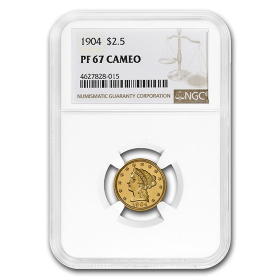 1904 $2.50 Liberty Gold Quarter Eagle PF-67 NGC (Cameo) 1904 $2.50 Liberty Gold Quarter Eagle PF-67 NGC (Cameo)
