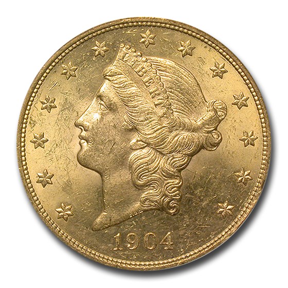 1904 $20 Liberty Gold Double Eagle MS-60 PCGS CAC 1904 $20 Liberty Gold Double Eagle MS-60 PCGS CAC