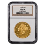 1904 $20 Liberty Gold Double Eagle MS-61 NGC (PL)