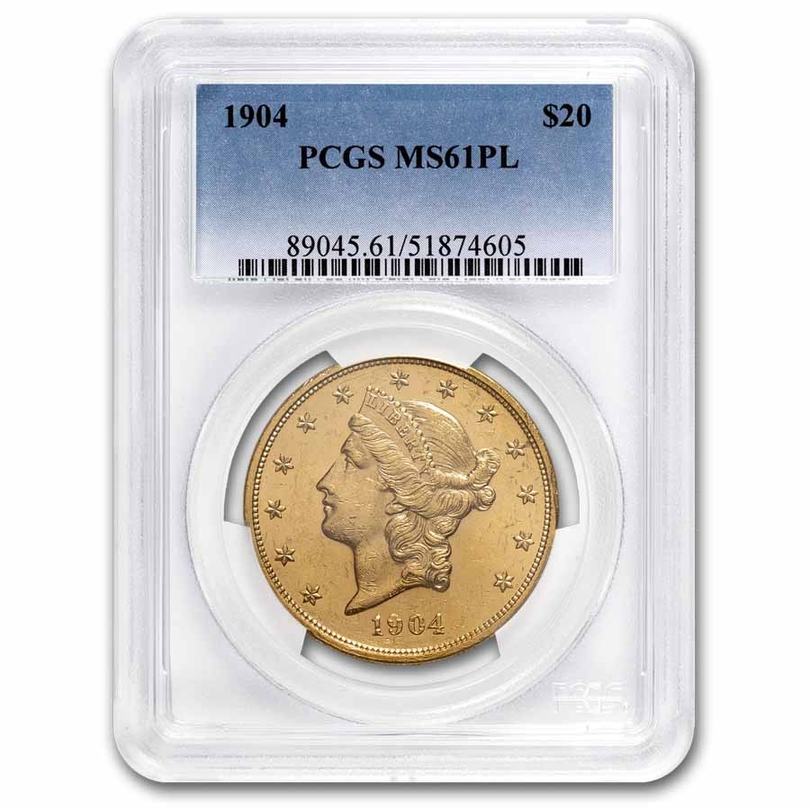 1904 $20 Liberty Gold Double Eagle MS-61 PL PCGS