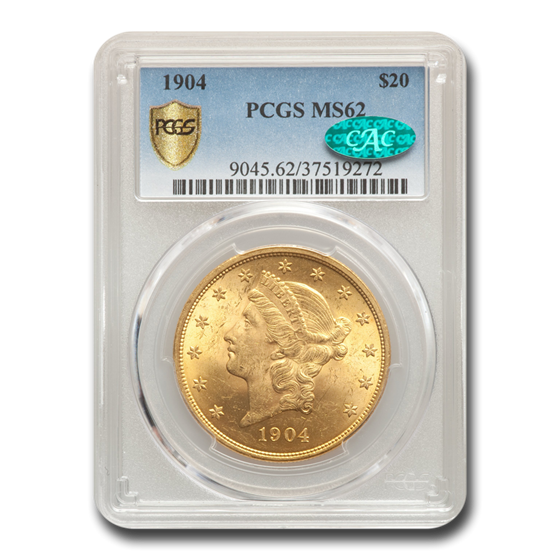 1904 $20 Liberty Gold Double Eagle MS-62 PCGS CAC 1904 $20 Liberty Gold Double Eagle MS-62 PCGS CAC
