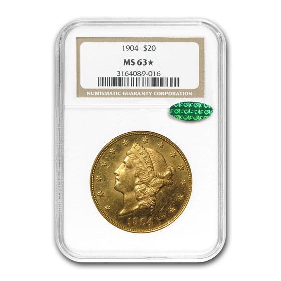 1904 $20 Liberty Gold Double Eagle MS-63* NGC (CAC) 1904 $20 Liberty Gold Double Eagle MS-63* NGC (CAC)