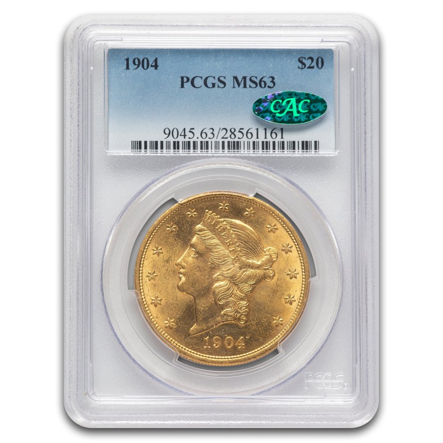 1904 $20 Liberty Gold Double Eagle MS-63 PCGS CAC
