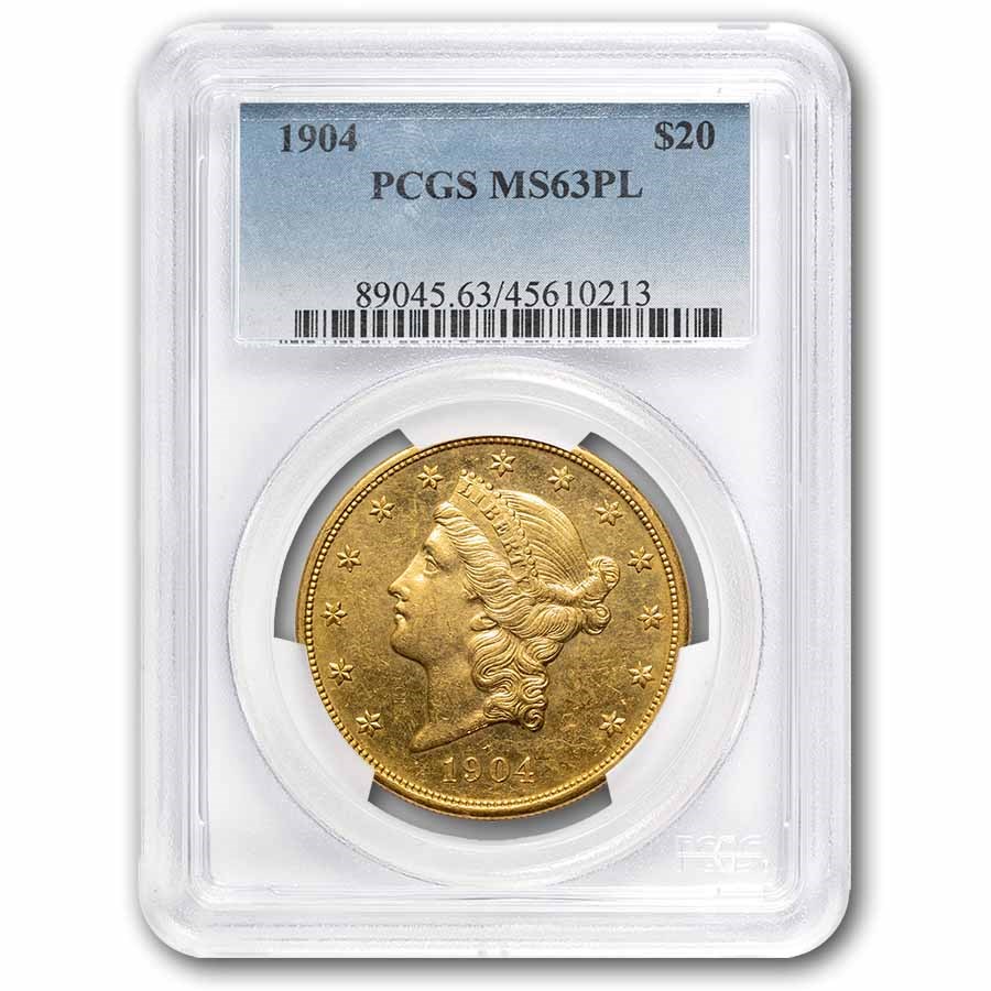1904 $20 Liberty Gold Double Eagle MS-63 PL PCGS
