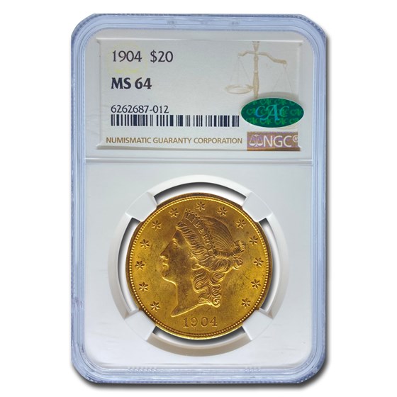 1904 $20 Liberty Gold Double Eagle MS-64 NGC CAC 1904 $20 Liberty Gold Double Eagle MS-64 NGC CAC