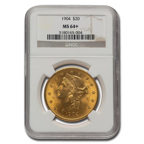 1904 $20 Liberty Gold Double Eagle MS-64+ NGC (Plus) 1904 $20 Liberty Gold Double Eagle MS-64+ NGC (Plus)