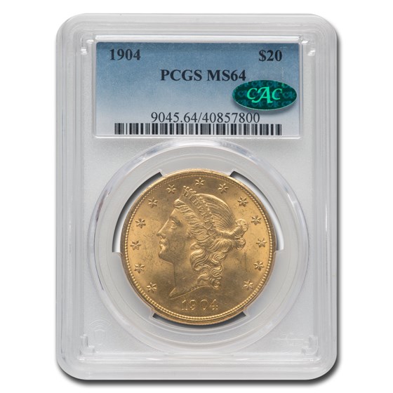 1904 $20 Liberty Gold Double Eagle MS-64 PCGS CAC