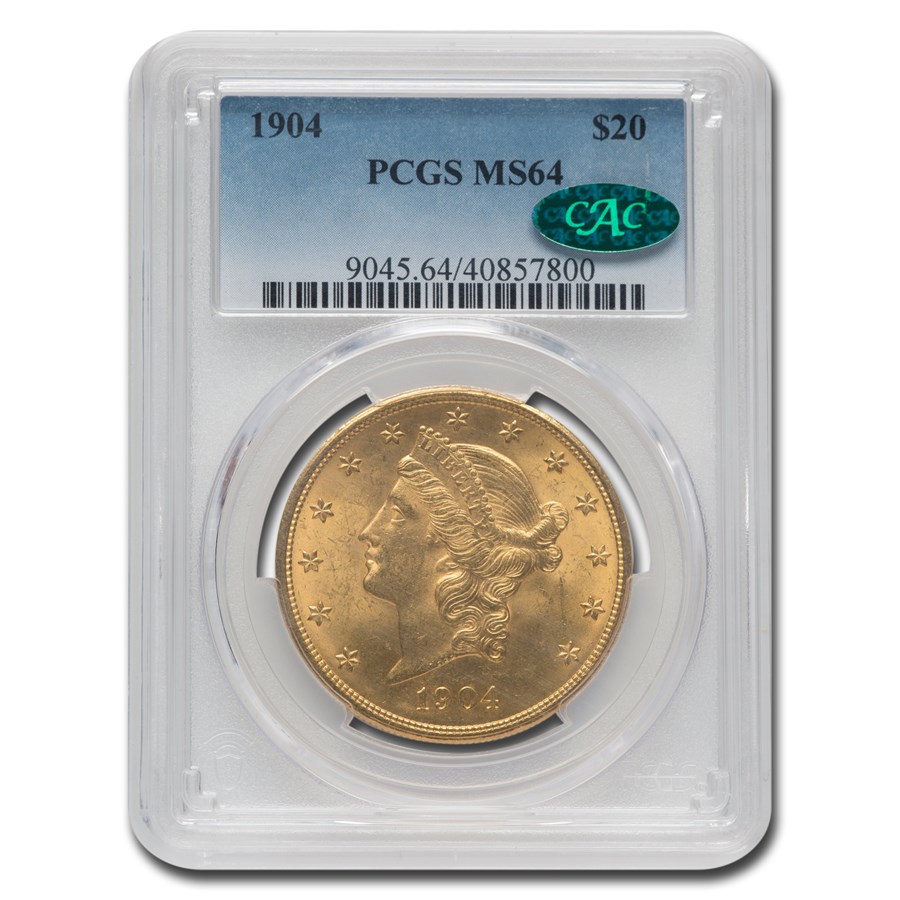 1904 $20 Liberty Gold Double Eagle MS-64 PCGS CAC