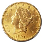 1904 $20 Liberty Gold Double Eagle MS-64+ PCGS CAC