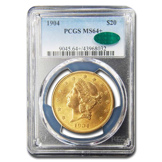 1904 $20 Liberty Gold Double Eagle MS-64+ PCGS CAC 1904 $20 Liberty Gold Double Eagle MS-64+ PCGS CAC