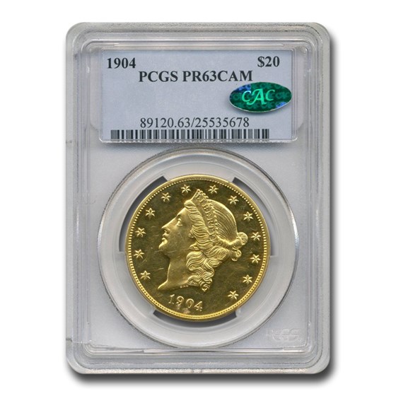 1904 $20 Liberty Gold Double Eagle PR-63 Cameo PCGS CAC 1904 $20 Liberty Gold Double Eagle PR-63 Cameo PCGS CAC