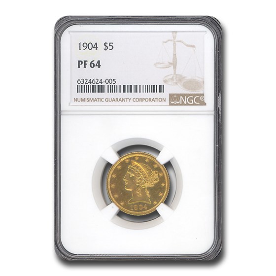1904 $5 Liberty Gold Half Eagle PF-64 NGC 1904 $5 Liberty Gold Half Eagle PF-64 NGC