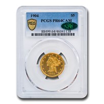1904 $5 Liberty Gold Half Eagle PR-64 Cameo PCGS CAC