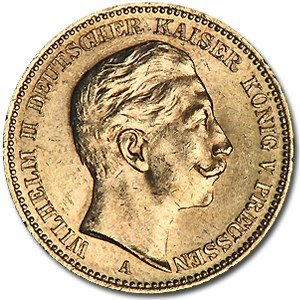 1904-A Germany Gold 20 Marks Prussia Wilhelm II BU