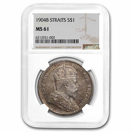1904-B Straits Settlements Silver Dollar MS-61 NGC 1904-B Straits Settlements Silver Dollar MS-61 NGC