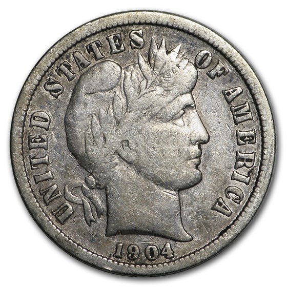 1904 Barber Dime Fine 1904 Barber Dime Fine