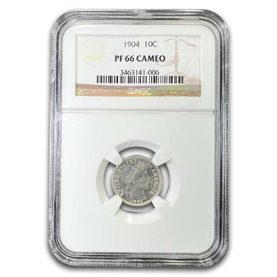 1904 Barber Dime PF-66 Cameo NGC