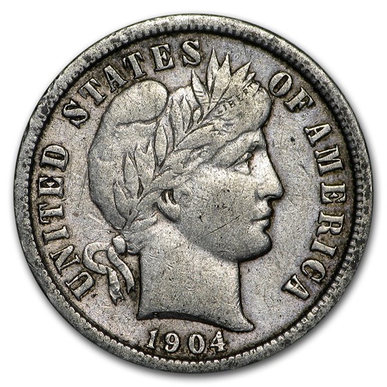 1904 Barber Dime XF 1904 Barber Dime XF