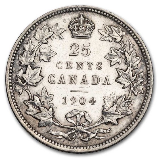 1904 Canada Silver 25 Cents Edward VII XF (Details) 1904 Canada Silver 25 Cents Edward VII XF (Details)