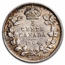1904 Canada Silver 5 Cents Edward VII AU