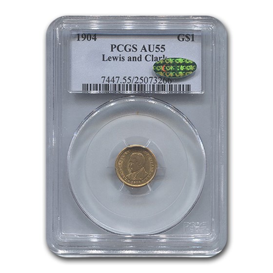 1904 Gold $1.00 Lewis & Clark AU-55 PCGS CAC 1904 Gold $1.00 Lewis & Clark AU-55 PCGS CAC