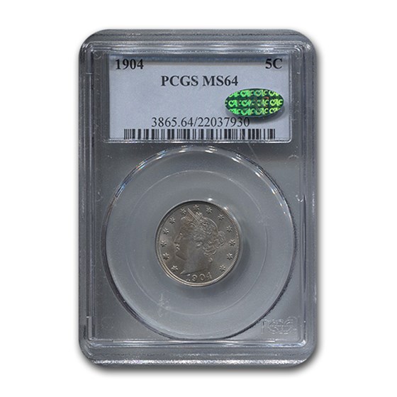 1904 Liberty Head V Nickel MS-64 PCGS CAC 1904 Liberty Head V Nickel MS-64 PCGS CAC