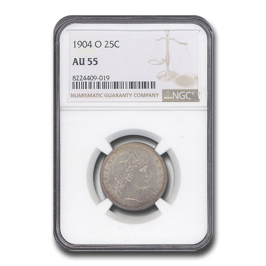 1904-O Barber Quarter AU-55 NGC