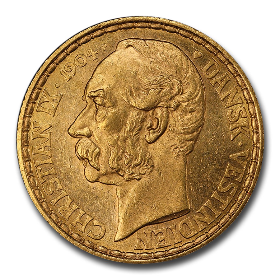 1904-P GJ Danish West I Gold 4 Daler/20 Francs MS-64 PCGS