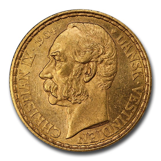 1904-P GJ Danish West I Gold 4 Daler/20 Francs MS-64 PCGS 1904-P GJ Danish West I Gold 4 Daler/20 Francs MS-64 PCGS