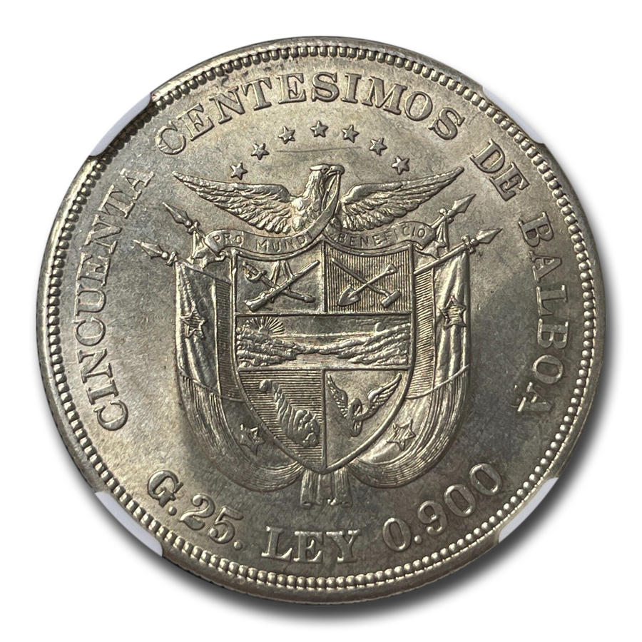 1904 Panama Silver 50 Centesimos MS-62 NGC