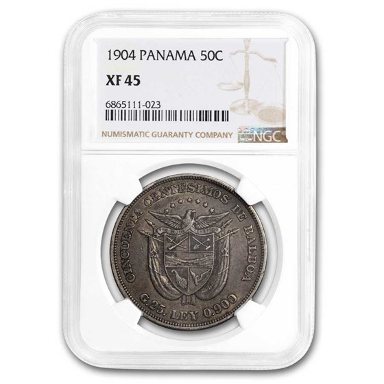 1904 Panama Silver 50 Centesimos XF-45 NGC 1904 Panama Silver 50 Centesimos XF-45 NGC