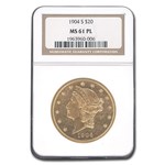 1904-S $20 Liberty Gold Double Eagle MS-61 NGC (PL)