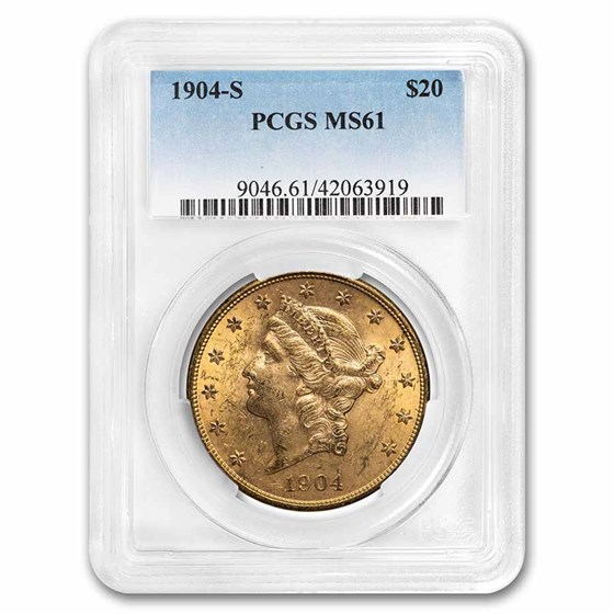 1904-S $20 Liberty Gold Double Eagle MS-61 PCGS 1904-S $20 Liberty Gold Double Eagle MS-61 PCGS